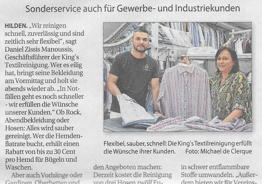 King’s Textilreinigung holt die Wäsche
